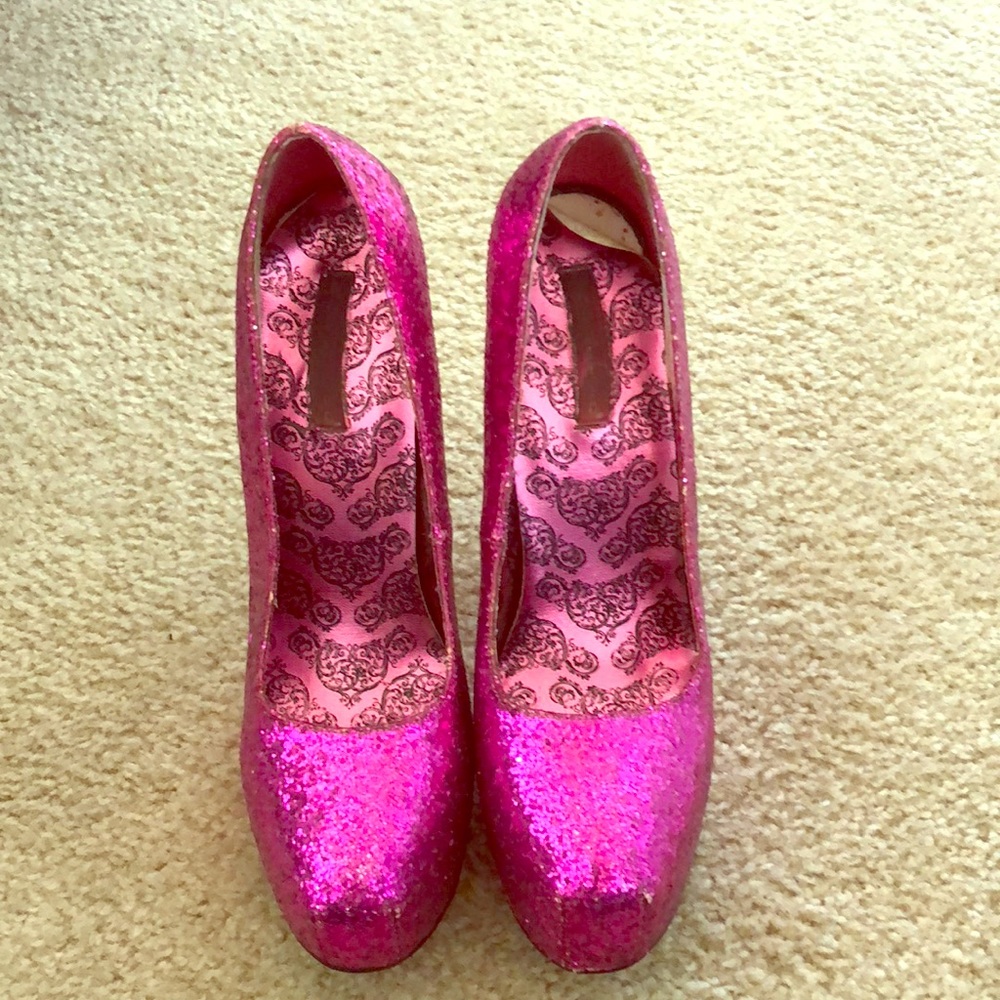 Bordello Glitter pink heels ❤️